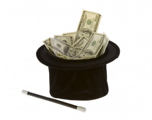One Hundred Dollar Bills In A Magic Hat with Wand